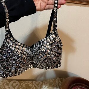 mirrored bra sequenced  all around and half way on bra straps